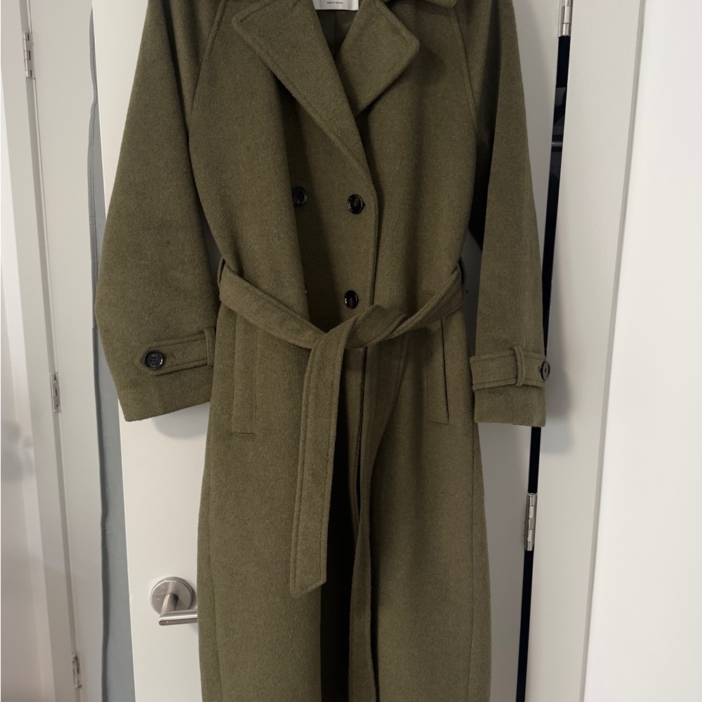Abercrombie & Fitch Olive Green Wool Coat